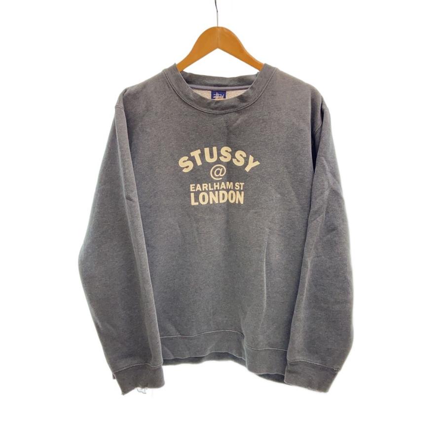 STUSSY◇OLD/スウェット/紺タグ/90-00s/L/コットン/GRY/プリント