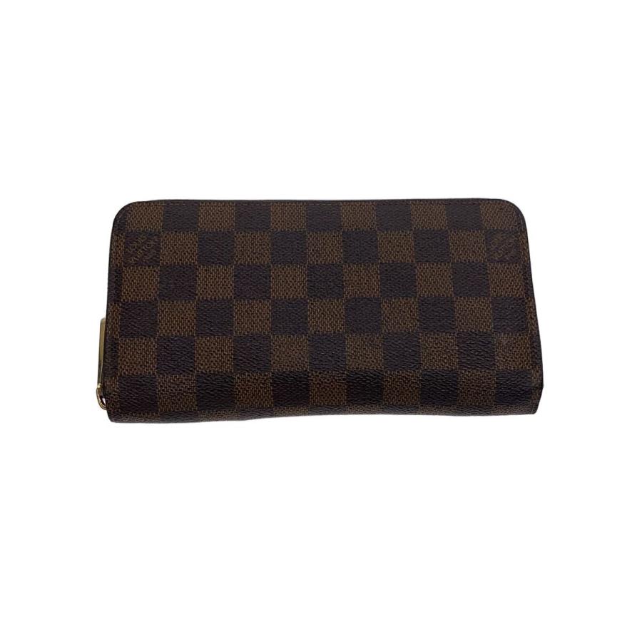 LOUIS VUITTON◇2)ジッピー・ウォレット_ダミエ・エベヌ/PVC/BRW