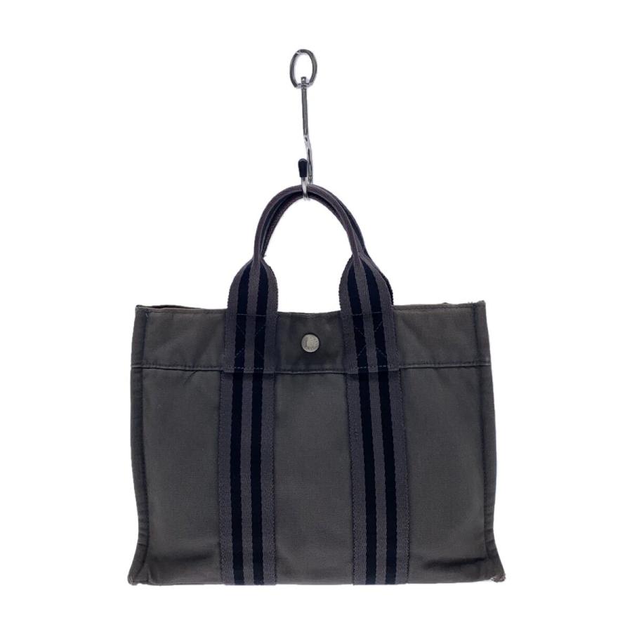 お*み様 【エルメス】美品 エールライン PM トートバッグ ミニサイズ HERMES◇エールラインPM/ミニトートバッグ/キャンバス/GRY/角破れ