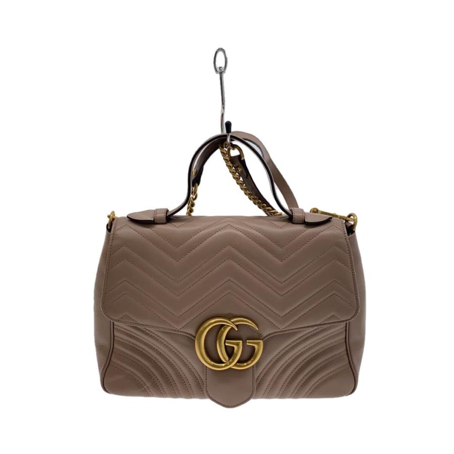 極美品GUCCI GGマーモント ミディアムトップハンドルバッグ