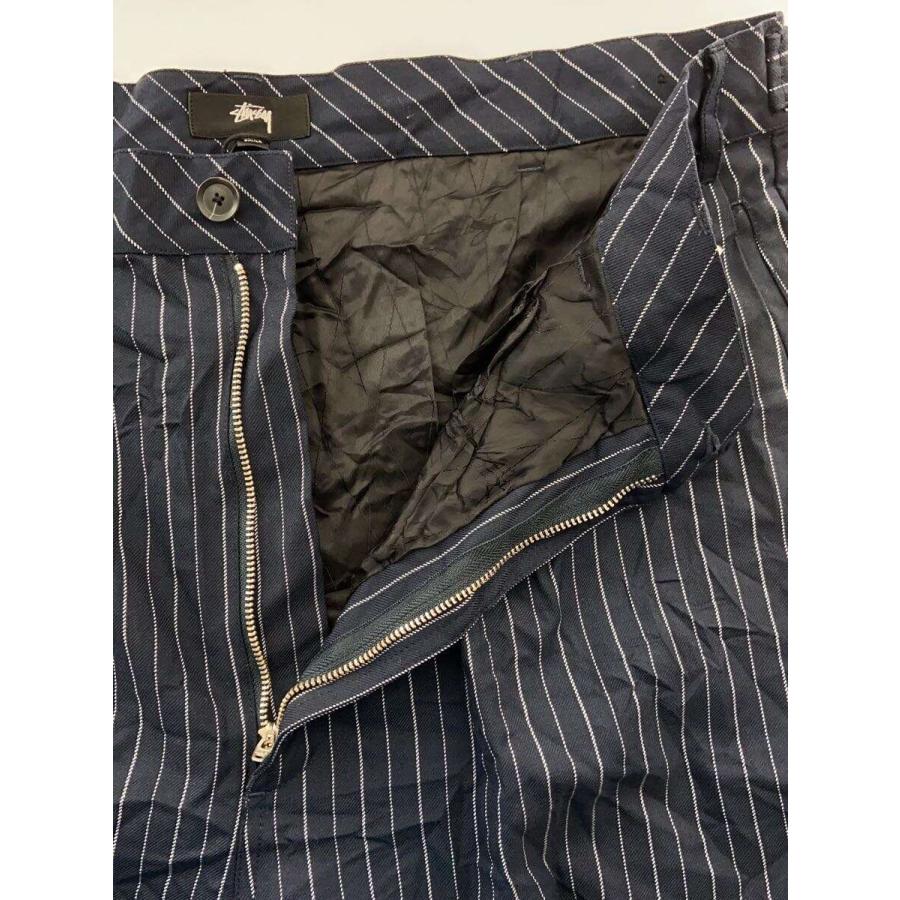 STUSSY◇24SS/VOLUME PLEATED SHORT WRINKLED STRIPE/34/NVY/112314