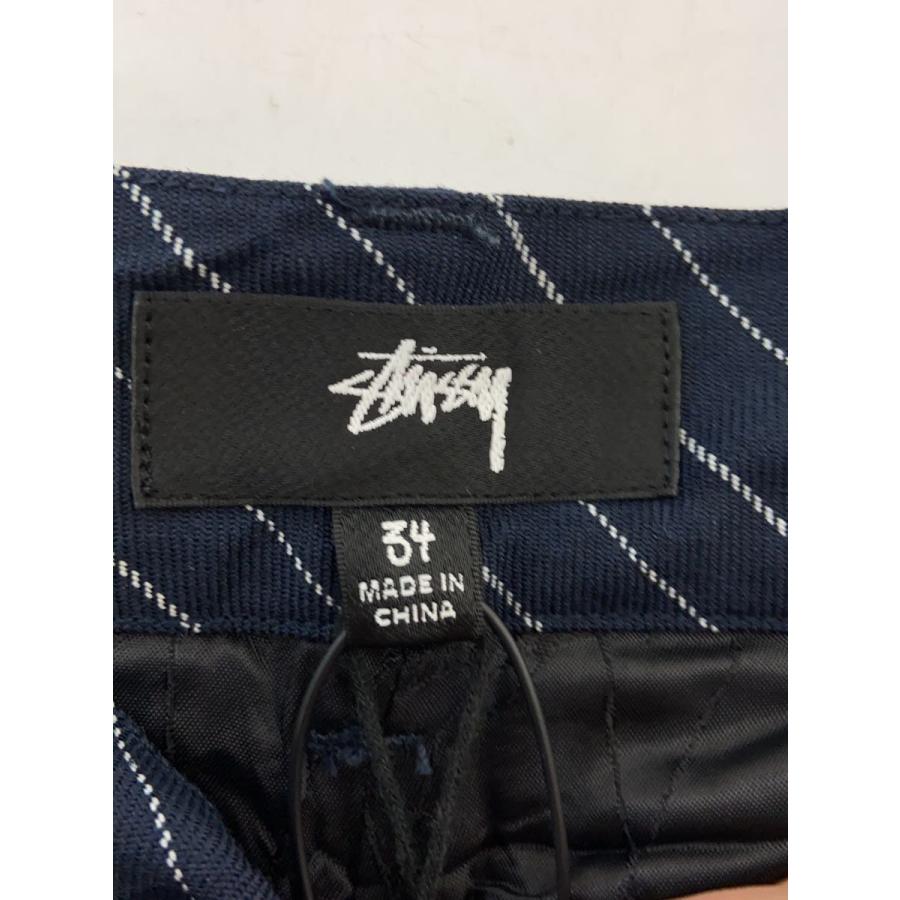 STUSSY◇24SS/VOLUME PLEATED SHORT WRINKLED STRIPE/34/NVY/112314