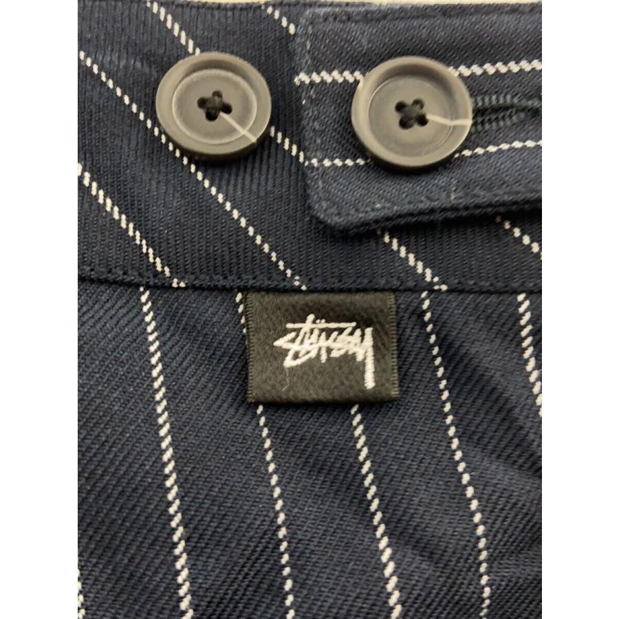 STUSSY◇24SS/VOLUME PLEATED SHORT WRINKLED STRIPE/34/NVY/112314