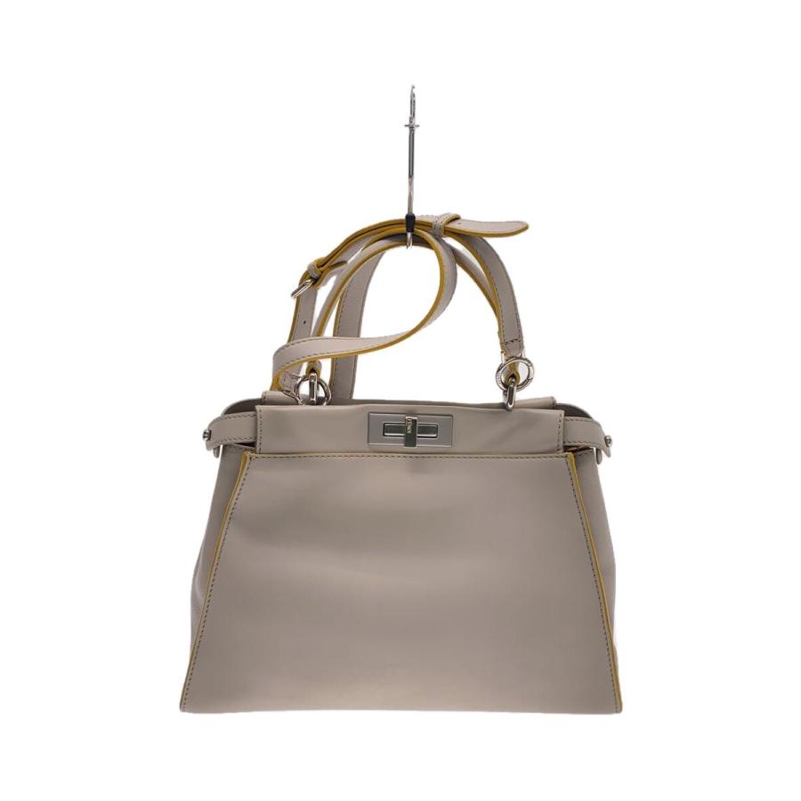 FENDI◇ピーカブー レギュラー/ハンドバッグ/レザー/GRY/8BN290 
