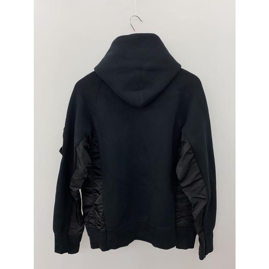 sacai◇MA-1 Hoodie Sponge Sweat/パーカー/2/コットン/BLK/SCM-044