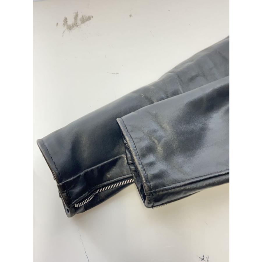 Schott◇シングルライダースジャケット/40/レザー/BLK/無地/641