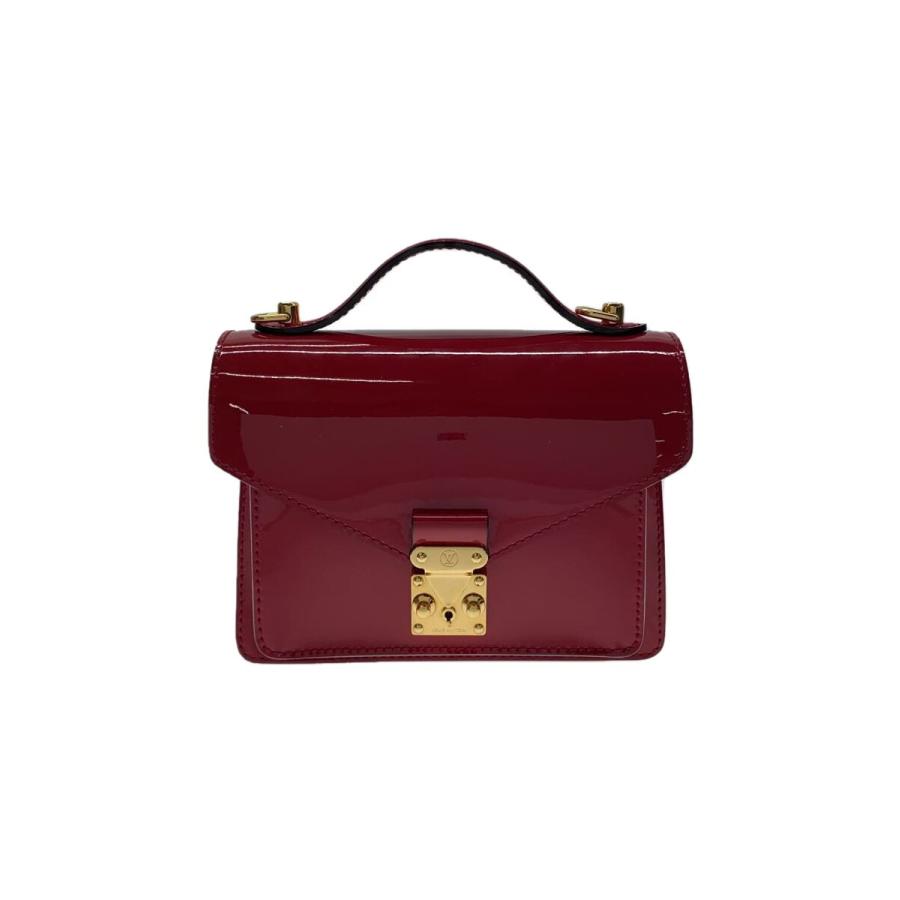 LOUIS VUITTON◇モンソーBB_モノグラム・ヴェルニ_RED/エナメル/RED