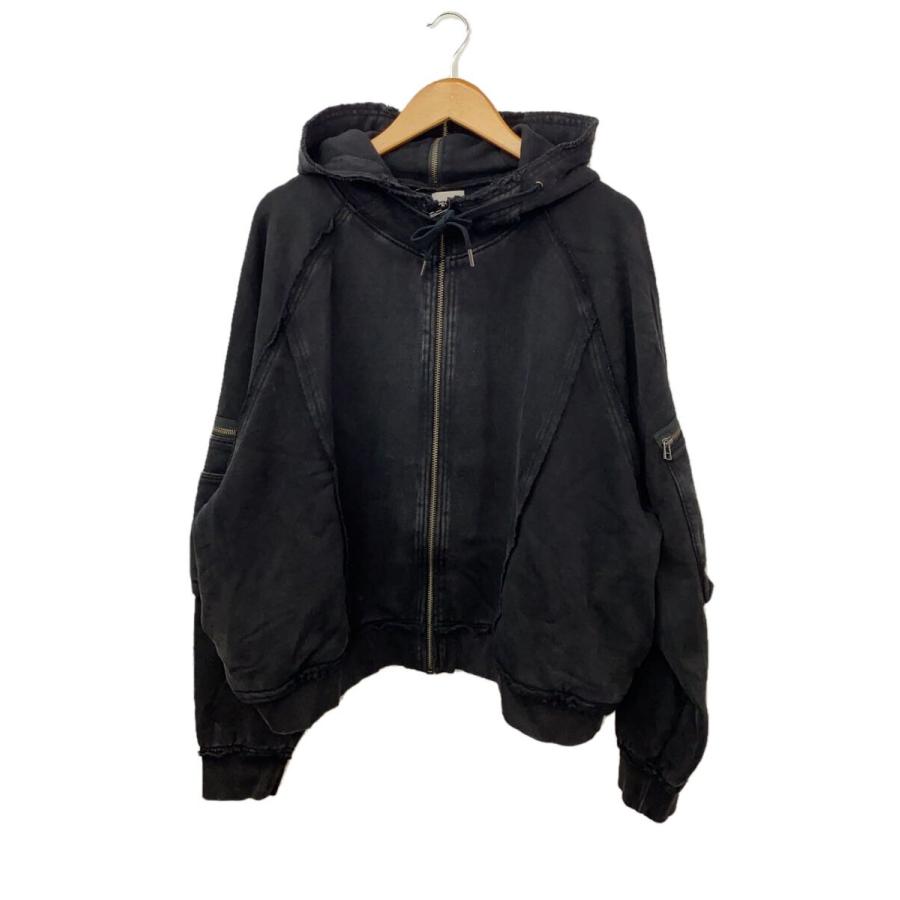 HARE◇ピグメントジップパーカー/S/コットン/BLK/無地/HA020231TO