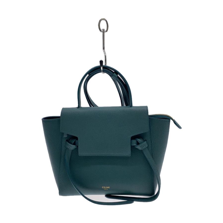 CELINE◇ベルトバッグナノ/ショルダーバッグ/レザー/グリーン/セリーヌ