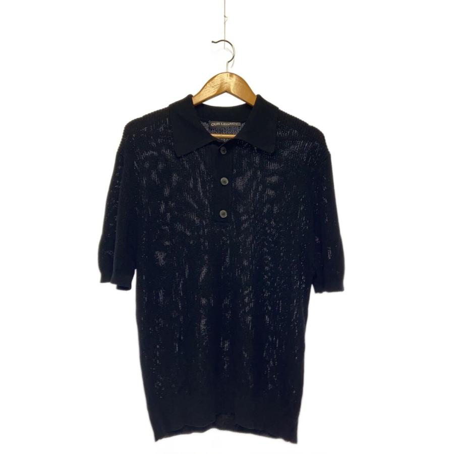 OUR LEGACY TRADITIONAL POLO ポロシャツ OUR LEGACY◇TRADITIONAL POLO/ポロシャツ/48/コットン/BLK/無地