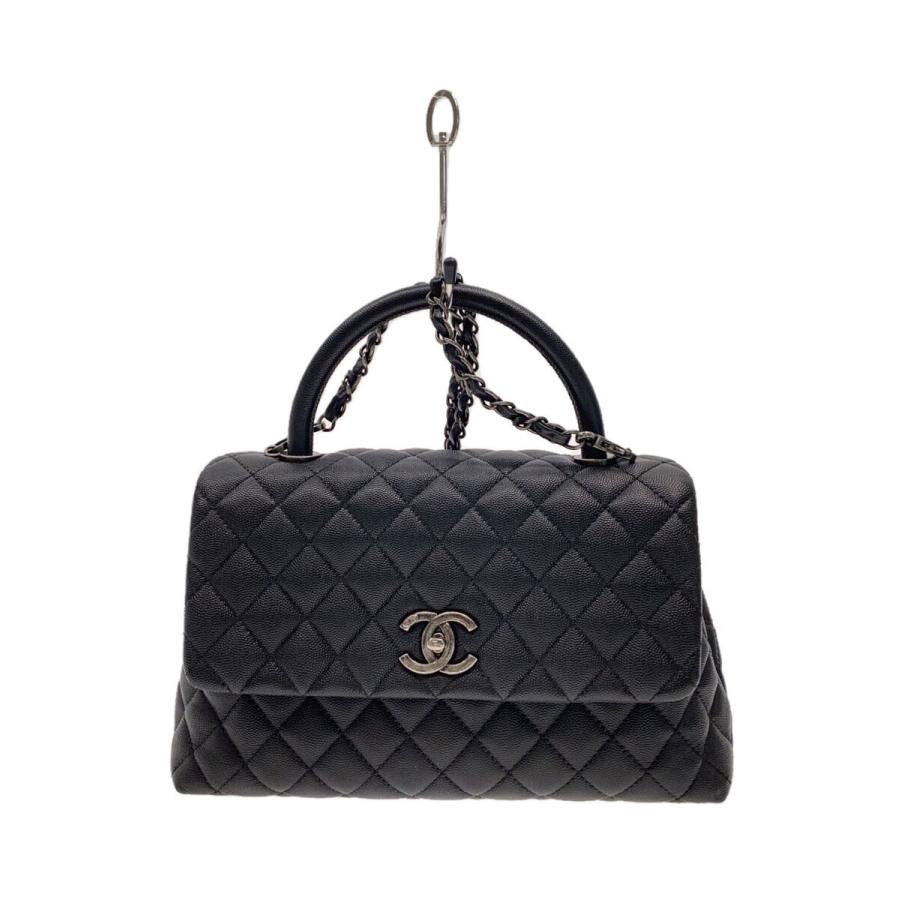 CHANEL キャビアスキン ココハンドル29 CHANEL◇ココハンドル29/キャビアスキン/ハンドバッグ/レザー/BLK