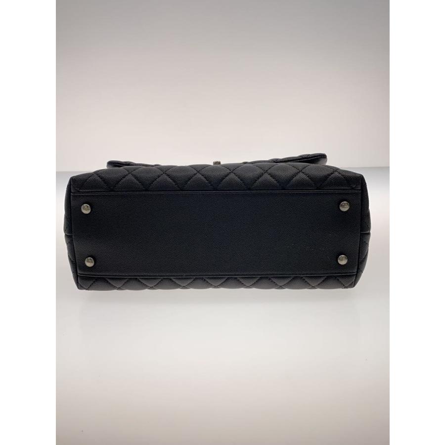 CHANEL◇ココハンドル29/キャビアスキン/ハンドバッグ/レザー/BLK