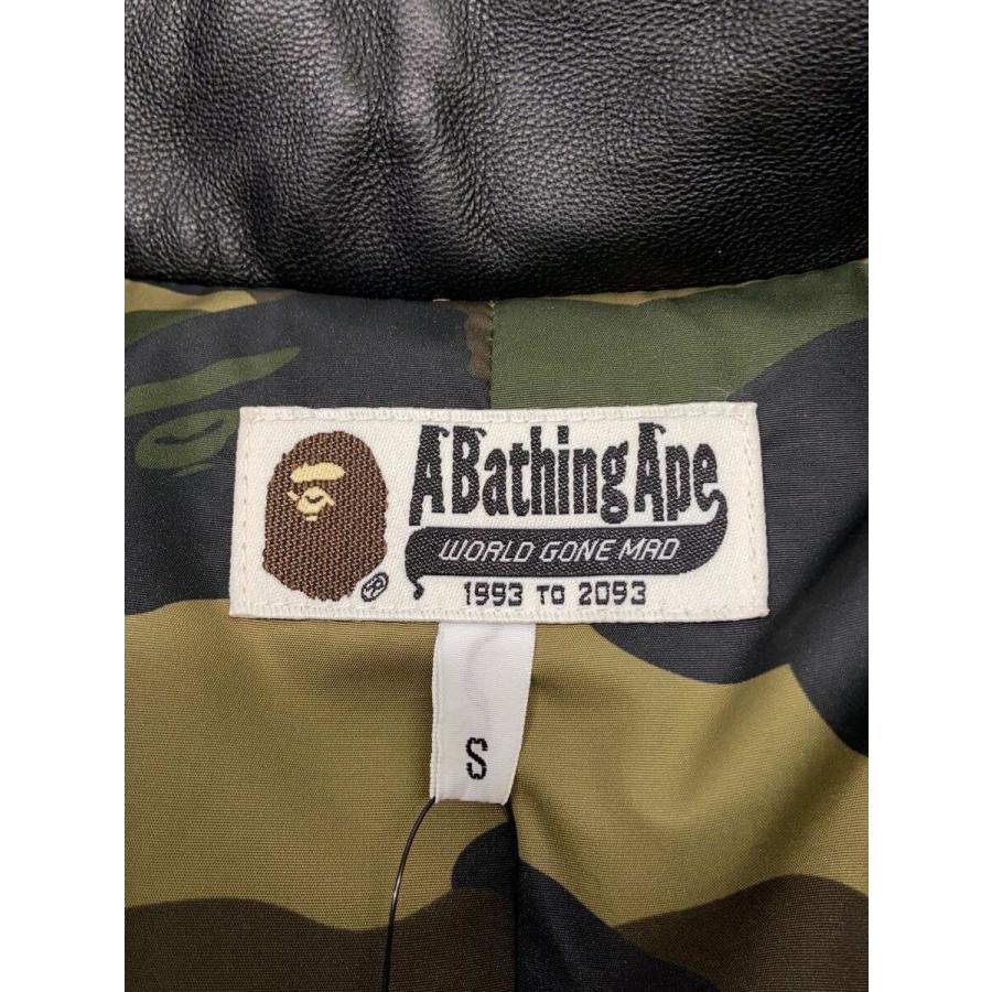 A BATHING APE◆シープスキンM-65型ダウンジャケット/S/レザー/BLK/001HJ9801020//の画像