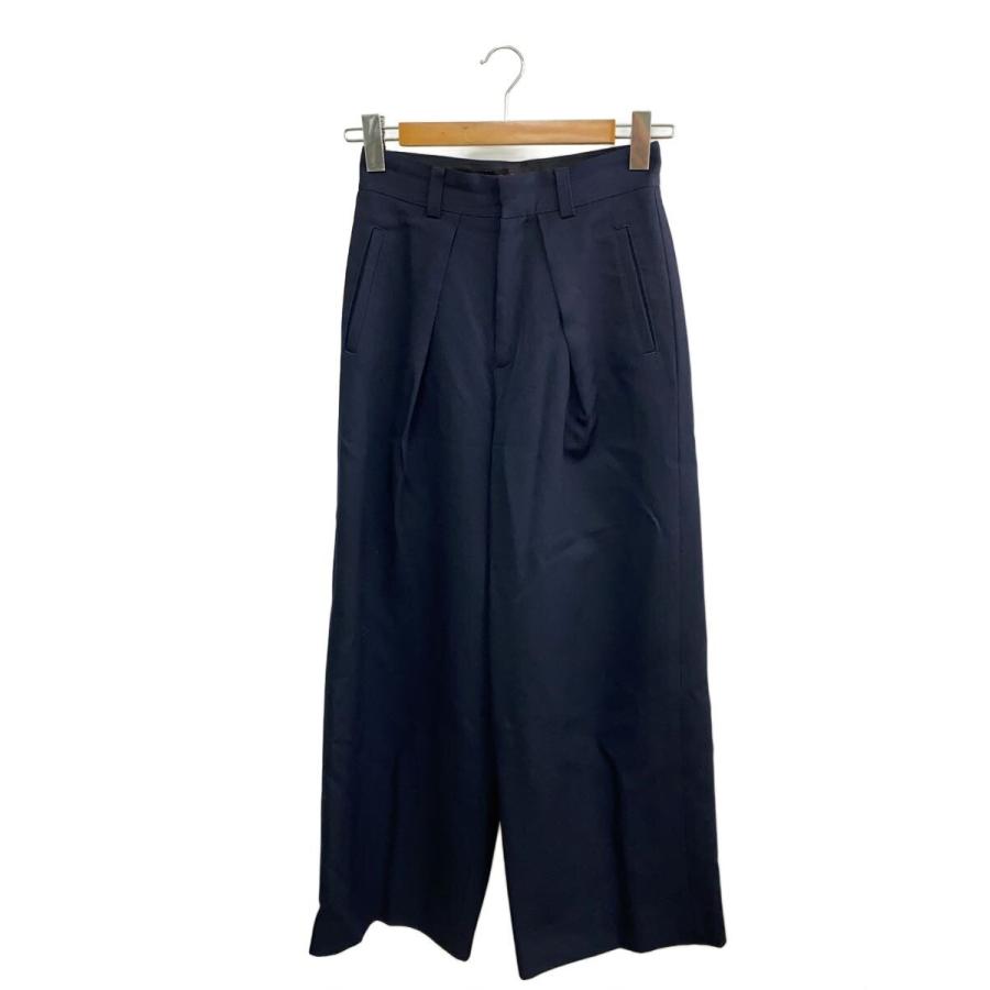 CABaN◇22AW/ウールギャバジンワンタックワイドパンツ/XS/ウール/NVY