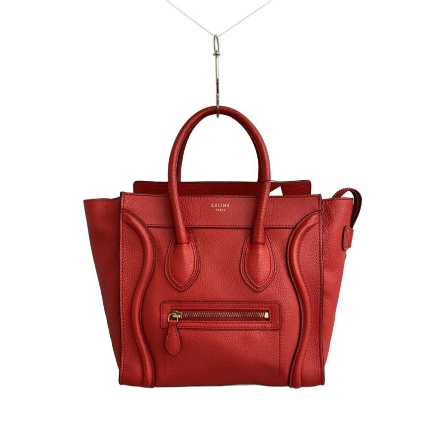 CELINE◇ラゲージ/マイクロトートバッグ/レザー/RED : セカンド 