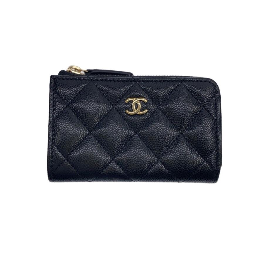 CHANEL◇キーケース_マトラッセ_カーフスキン_L字_キーリング付/牛革