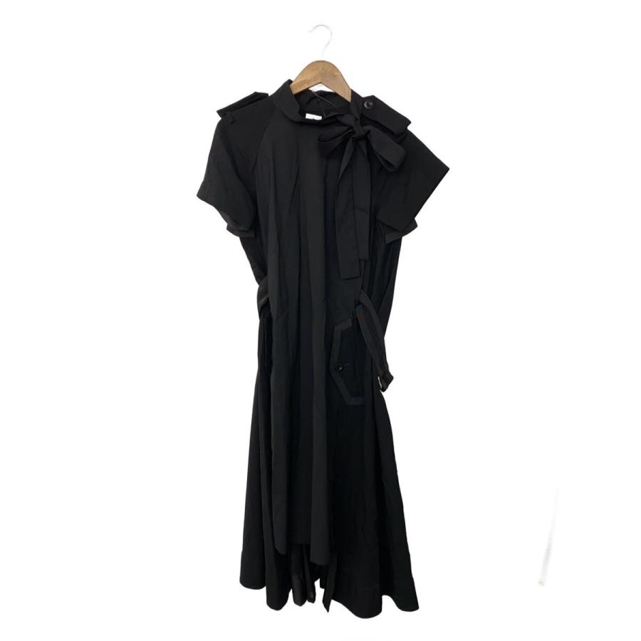 sacai◇Suiting Dress/半袖ワンピース/2/ポリエステル/BLK/無地/21