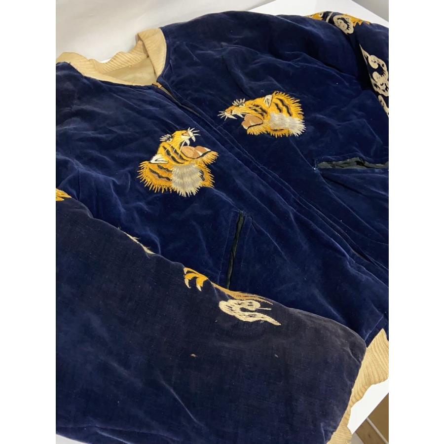 50s/別珍/YKK ZIP/A面虎/B面鷹/ジャケット/ベロア/NVY/総柄
