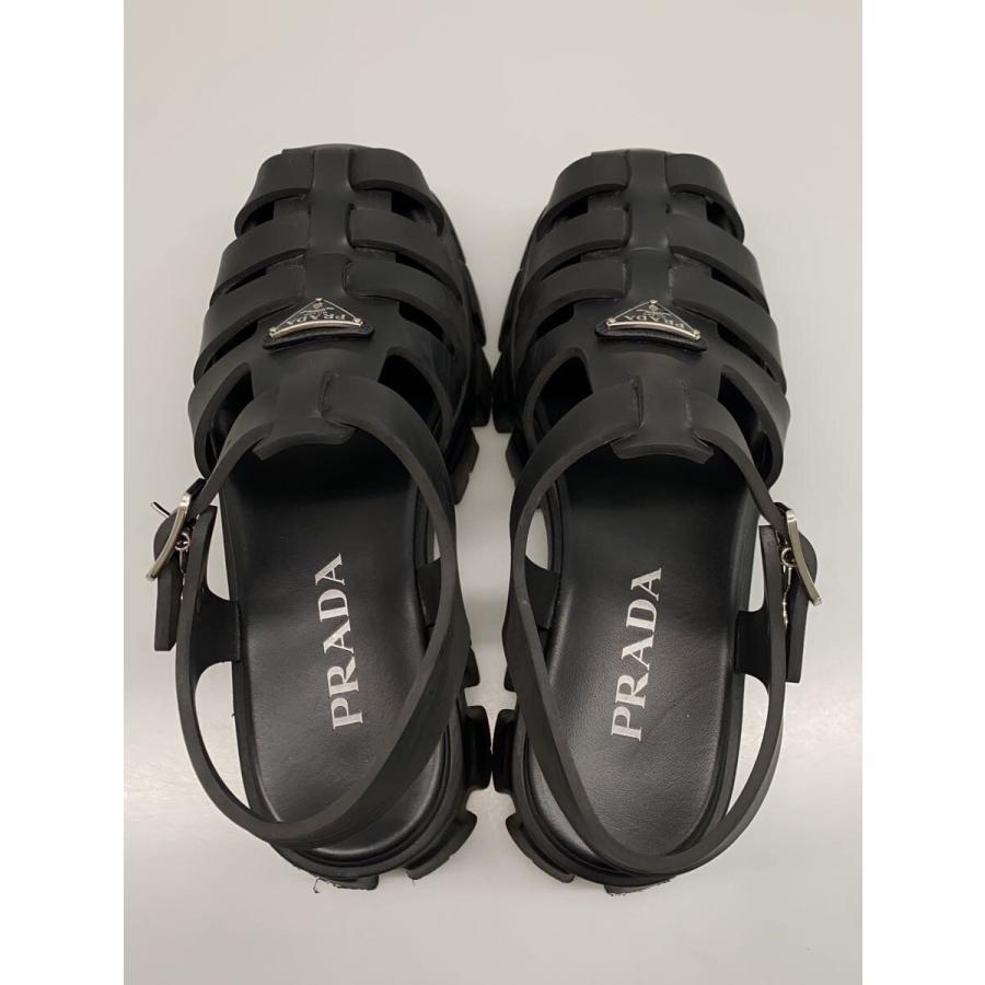 PRADA ブラック サンダル ストラップ付◆モノリスラバーサンダルBLK PRADA◇モノリスストラップラバーサンダル/39/BLK/ブラック/? NULL
