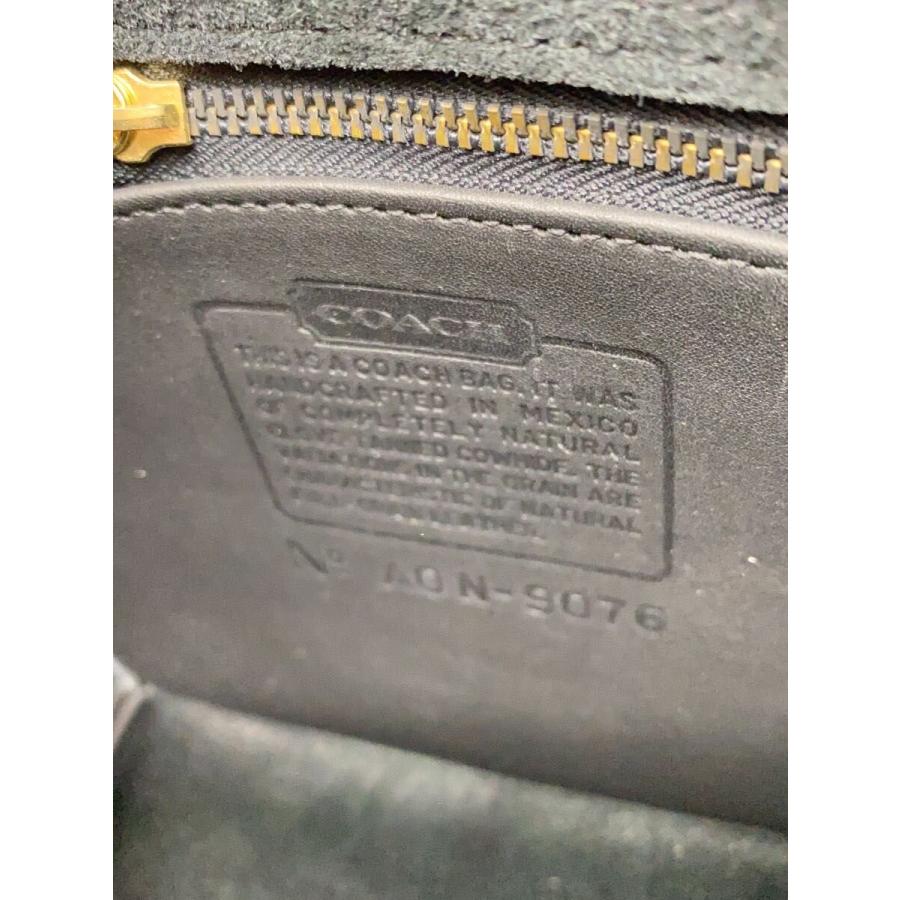 COACH◇オールドコーチターンロックショルダーバッグ/レザー/BLK/9076 