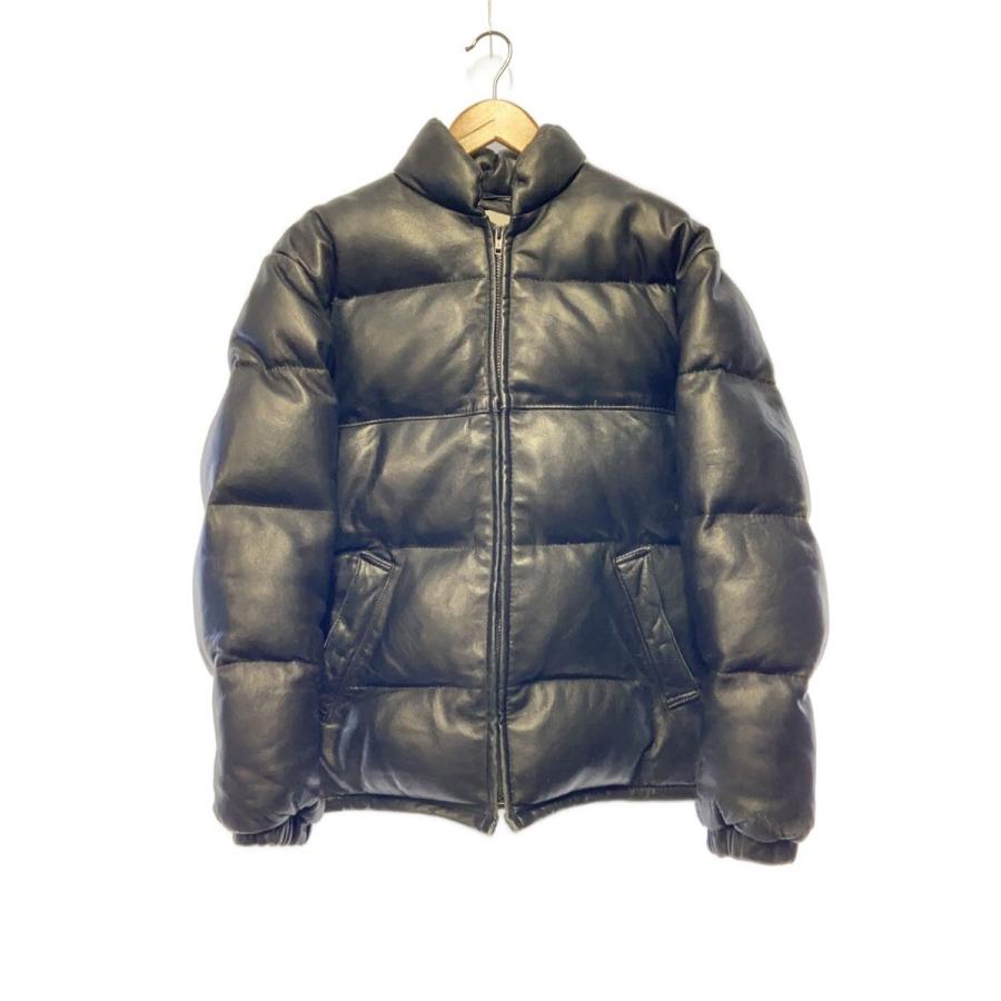 Schott Down Jacket ブラック 36 Schott◇ダウンジャケット/36/レザー/BLK/無地 : セカンドストリート