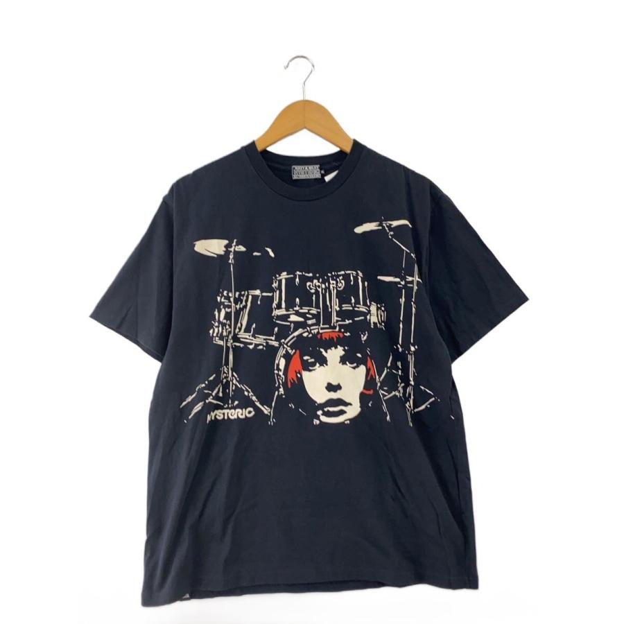 HYSTERIC GLAMOUR◇ドラム顔グラフィックT/Tシャツ/XL/コットン/BLK