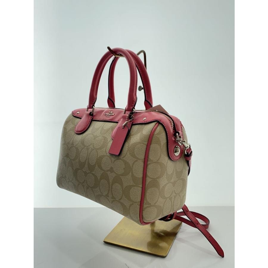 COACH◇ミニ・ベネット・サッチェル_シグネチャー_ピンクレザー/--/BEG