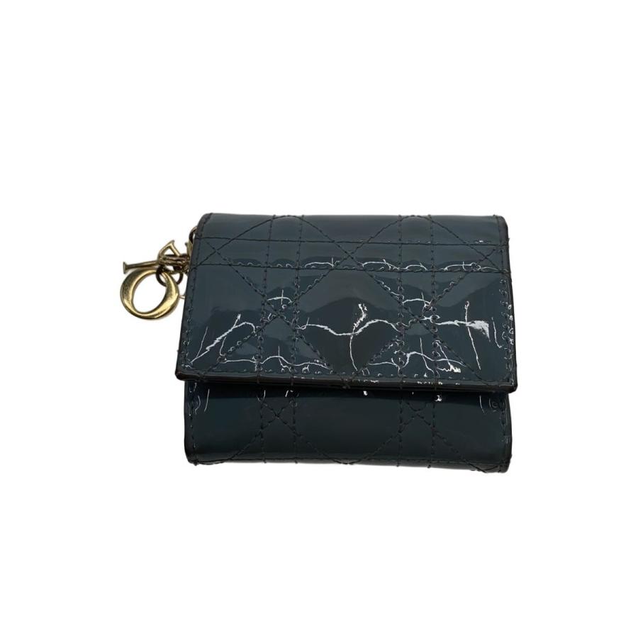 Christian Dior◇ロータスウォレット_レディディオール_パテントカーフ