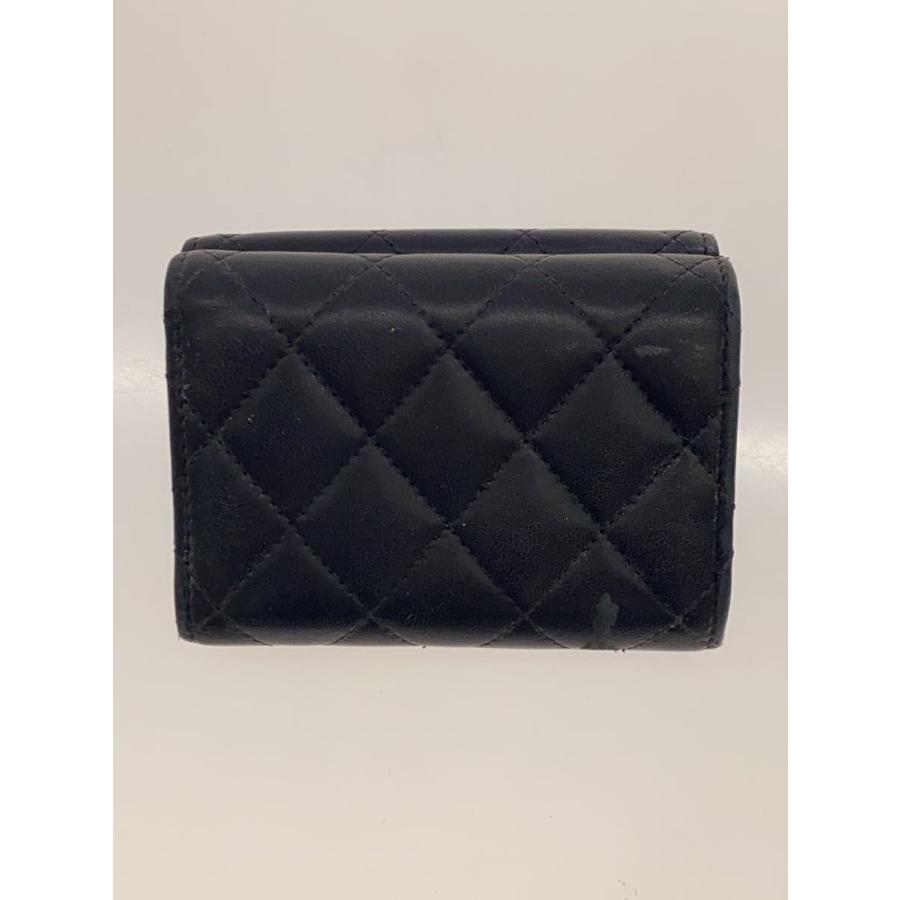 超美品★CHANEL マトラッセ☆ココビジュー 三つ折り財布 CHANEL◇マトラッセ/ココ3つ折り財布/レザー/BLK/レディース/ap4035
