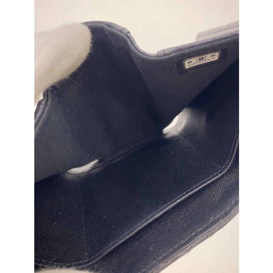 CHANEL◇マトラッセ/ココ3つ折り財布/レザー/BLK/レディース/ap4035