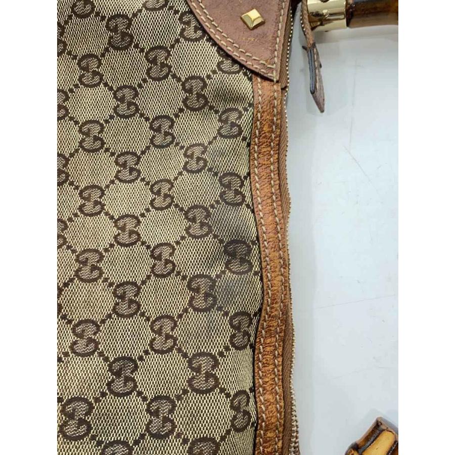 GUCCI◇GG/バンブーハンドバッグ/キャンバス/BRW/総柄/137383