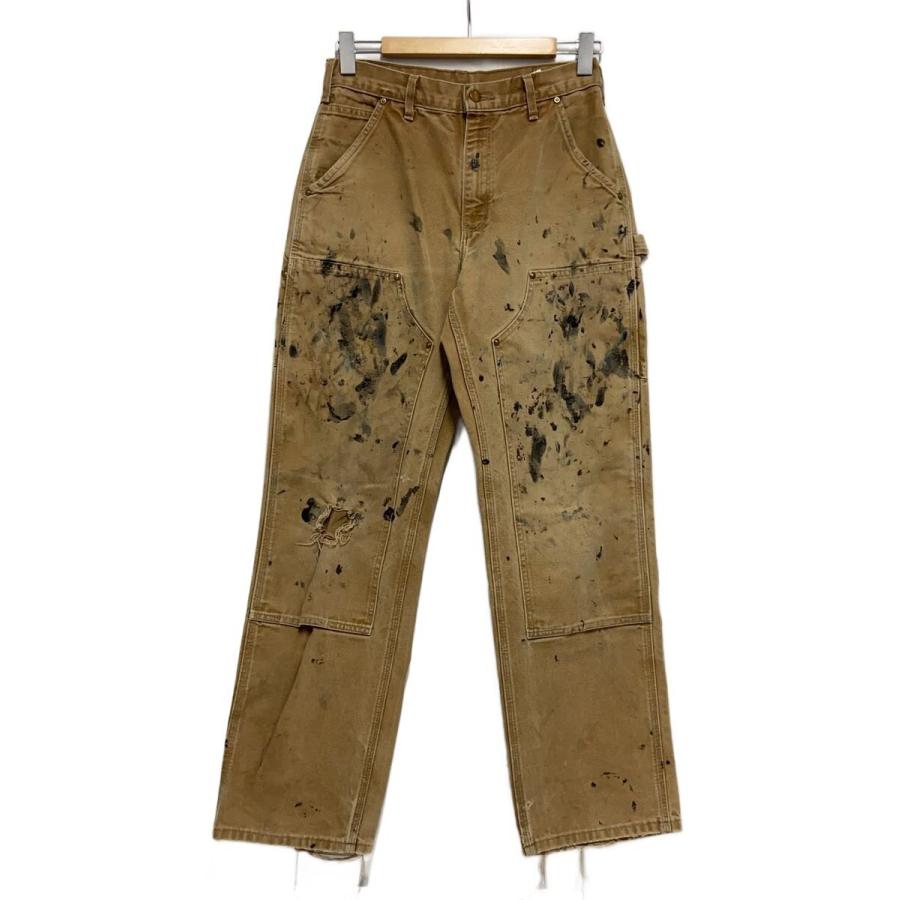 USA製 34×30 Carhartt ダブルニー B01 BRN 美品 Y2K Carhartt◇ダブルニー/ペンキ飛び/ペインターパンツ/30/コットン/BEG