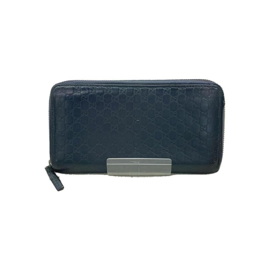 GUCCI◇長サイフ_アヴェル_マイクログッチシマ/レザー/NVY