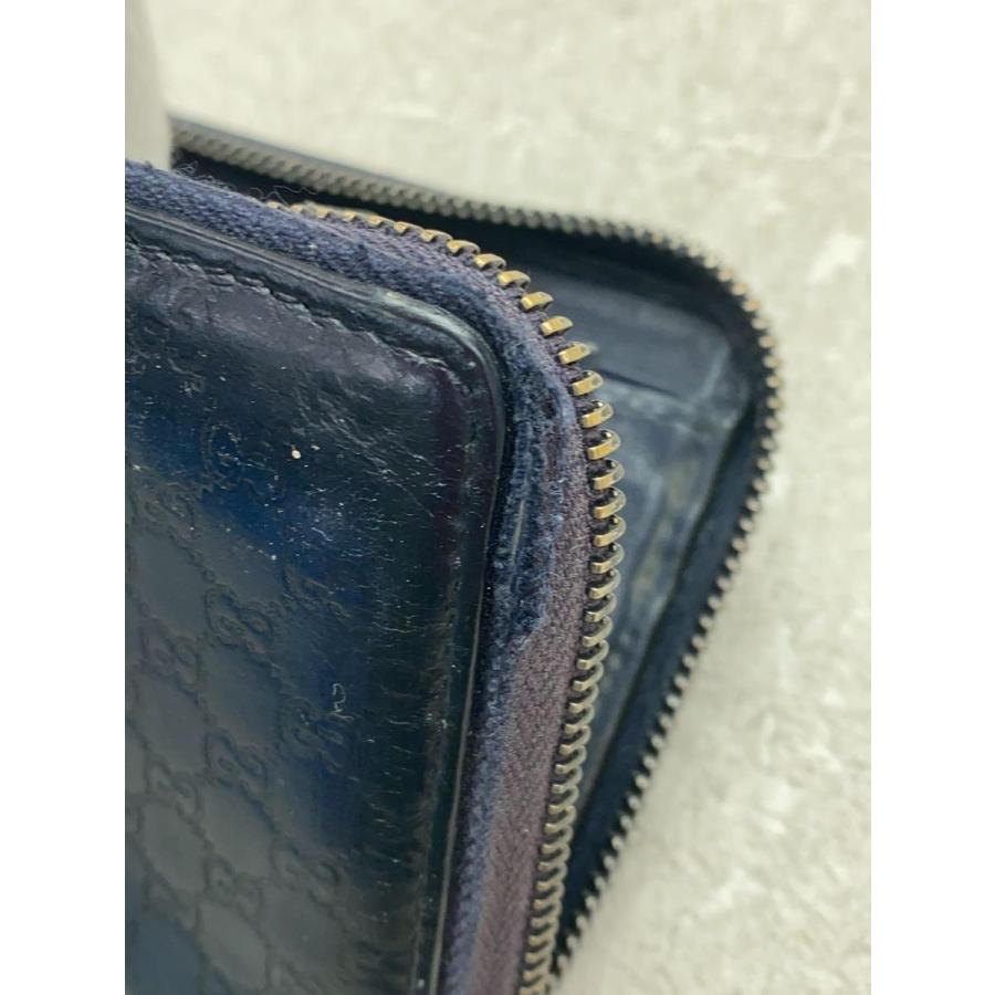 グッチ　ケース　ラウンドジップ　マイクロシマ　レザー　ネイビー GUCCI グッチ マイクログッチシマ ラウンド ファスナー長財布