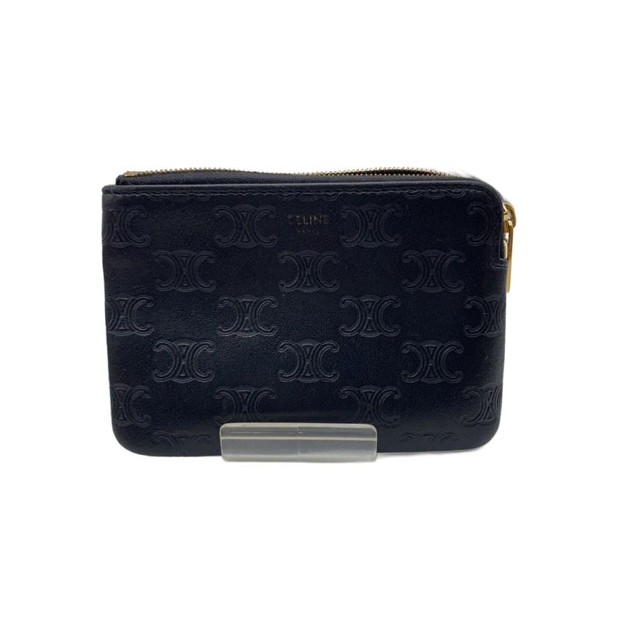 CÉLINE 黒 レザー コインケース CELINE◇コイン&カードケース/コインケース/レザー/BLK/総柄