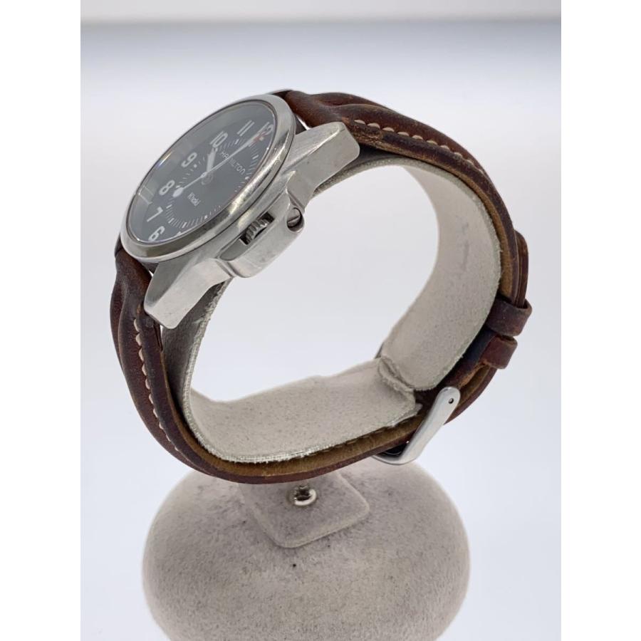 HAMILTON◇クォーツ腕時計/アナログ/レザー/BLK/SLV/6301