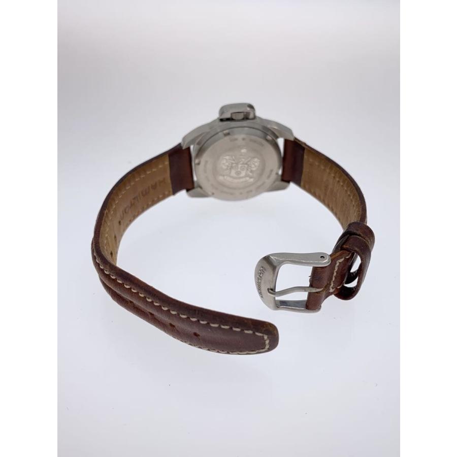 HAMILTON◇クォーツ腕時計/アナログ/レザー/BLK/SLV/6301