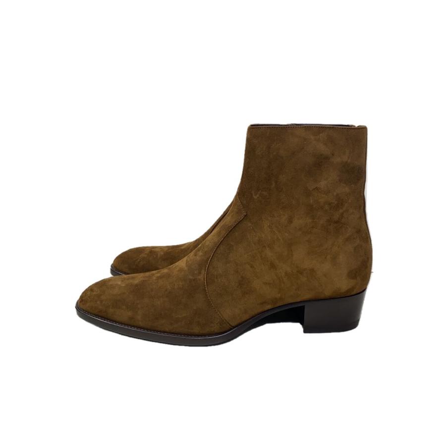 SAINT LAURENT◇ワイアットスウェードサイドジップブーツ/41/BRW 