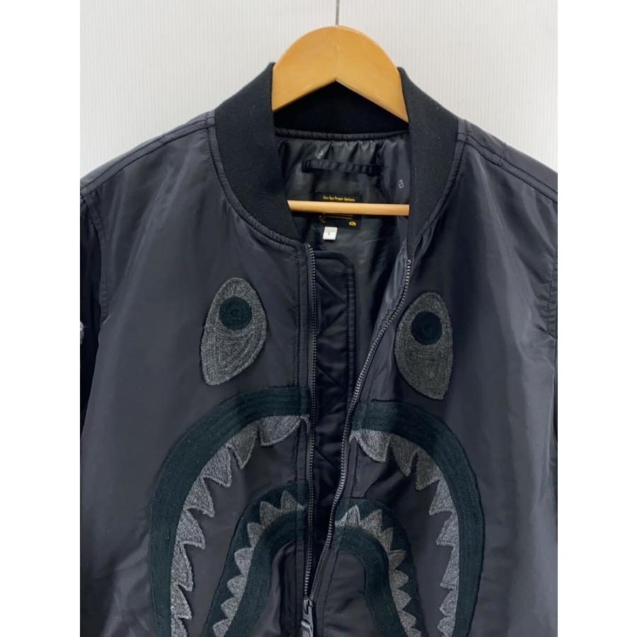 A BATHING APE◆SHARK MA-1/ジャケット/L/ポリエステル/BLK/001HJK801006Mの画像