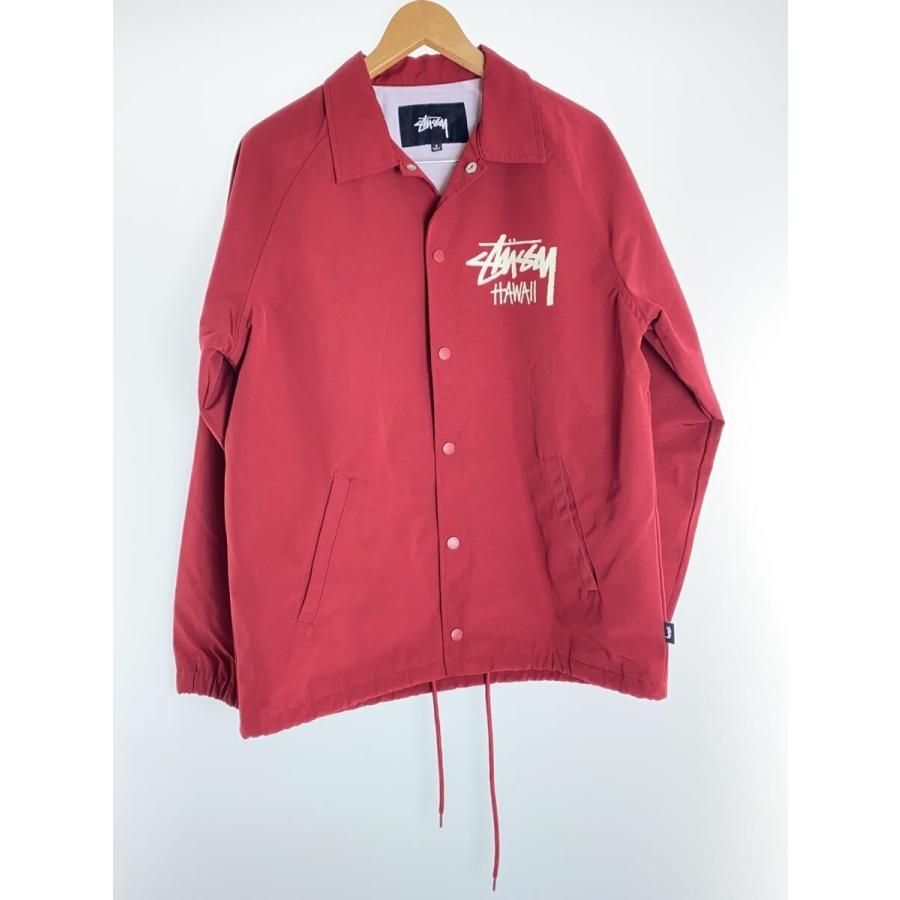 STUSSY◇コーチジャケット/S/ポリエステル/RED/無地 : セカンド