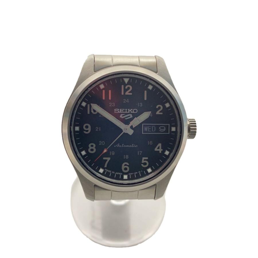 SEIKO◇自動巻腕時計/アナログ/ステンレス/BLK/SLV/4R36-13P0