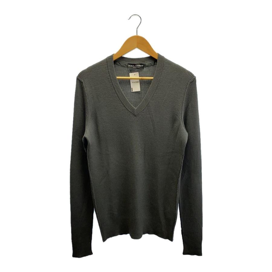 DOLCE&GABBANA◇Vネック/セーター(薄手)/52/ウール/GRY DOLCE&GABBANA◇Vネック/セーター(薄手)/52/ウール/GRY