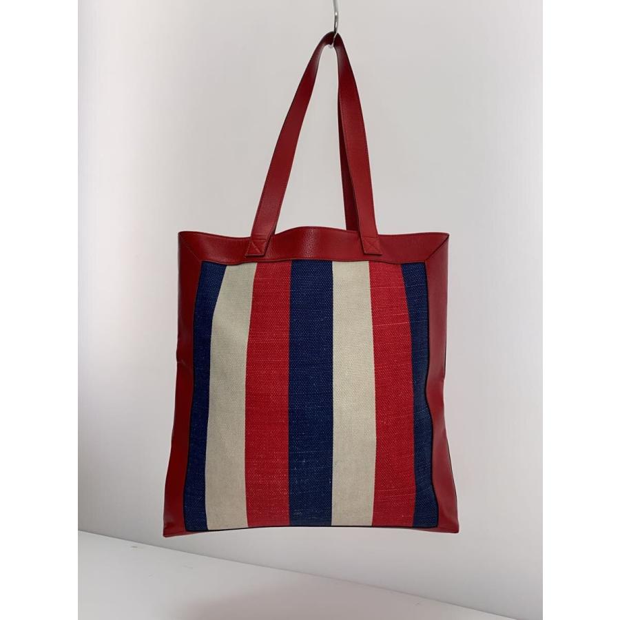 GUCCI◇トートバッグ_GUCCIプリント_トリコロールストライプ/レザー