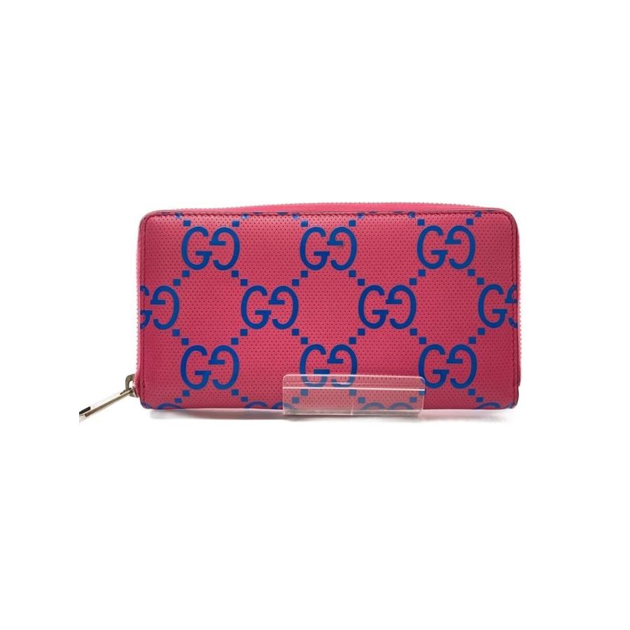 GUCCI◇GGエンボス_ジップアラウンド/長財布/レザー/ピンク/625558