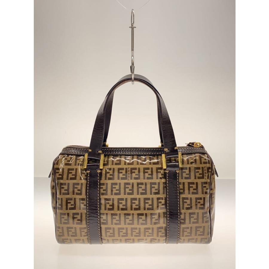 FENDI◇コーテイングキャンバス/ミニボストンバッグ/ズッカ柄/PVC/BRW 