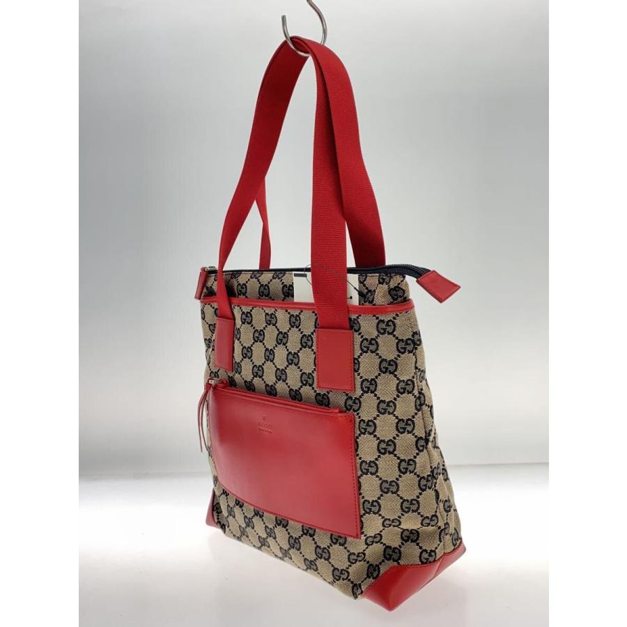GUCCI◇トートバッグ/GGキャンバス/ベージュ/レッド/総柄/019・0402 