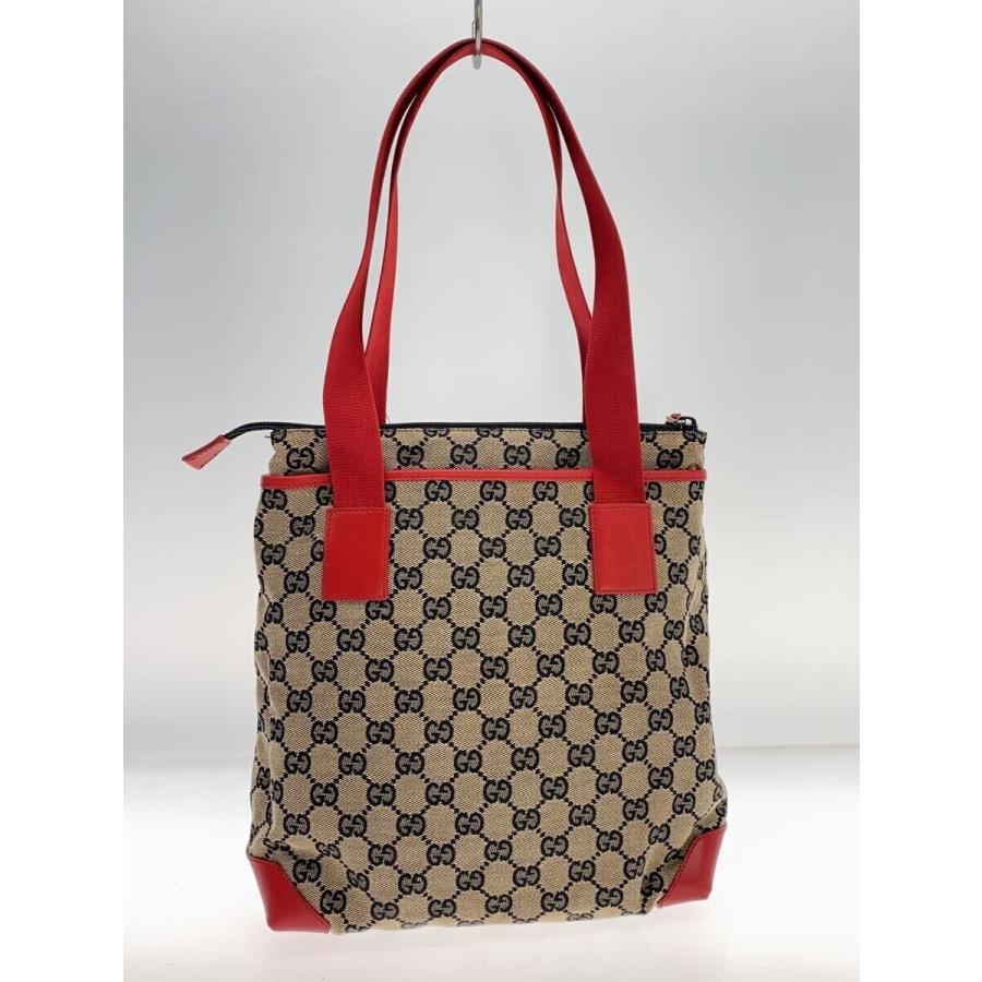 GUCCI◇トートバッグ/GGキャンバス/ベージュ/レッド/総柄/019・0402 