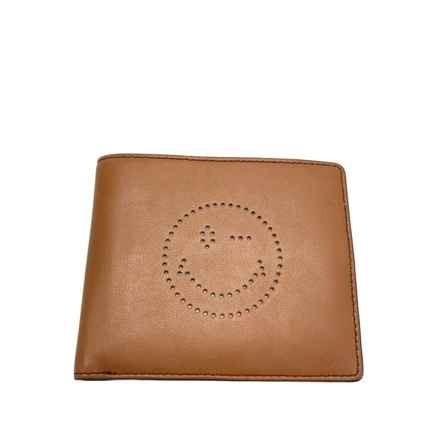 ANYA HINDMARCH◇スマイリーウィンク/2つ折り財布/レザー/BRW
