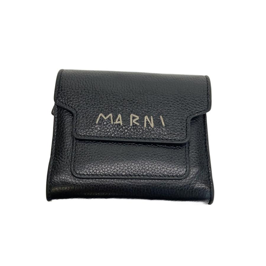【美品】マルニ MARNI スクエアフラップウォレット 三つ折り財布 MARNI◇スクエアフラップウォレット/3つ折り財布/カーフレザー