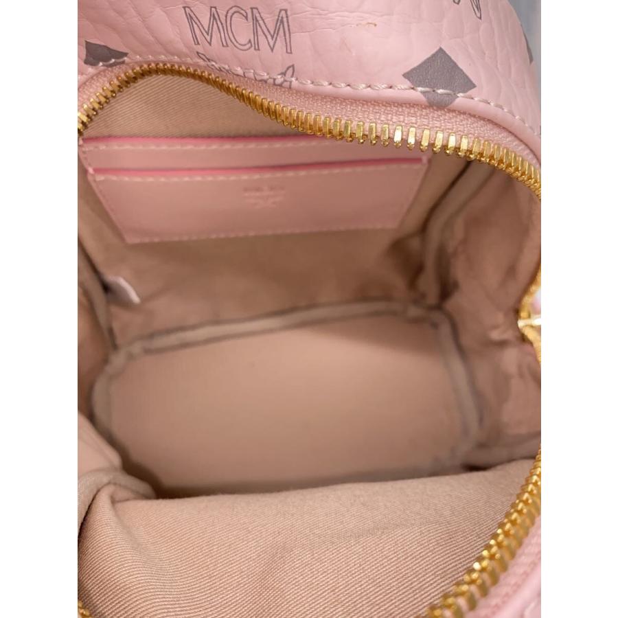 MCMリュック ピンク MCM◇ヴィセトス/スタッズ/ミニリュック/レザー/ソフトピンク/総柄